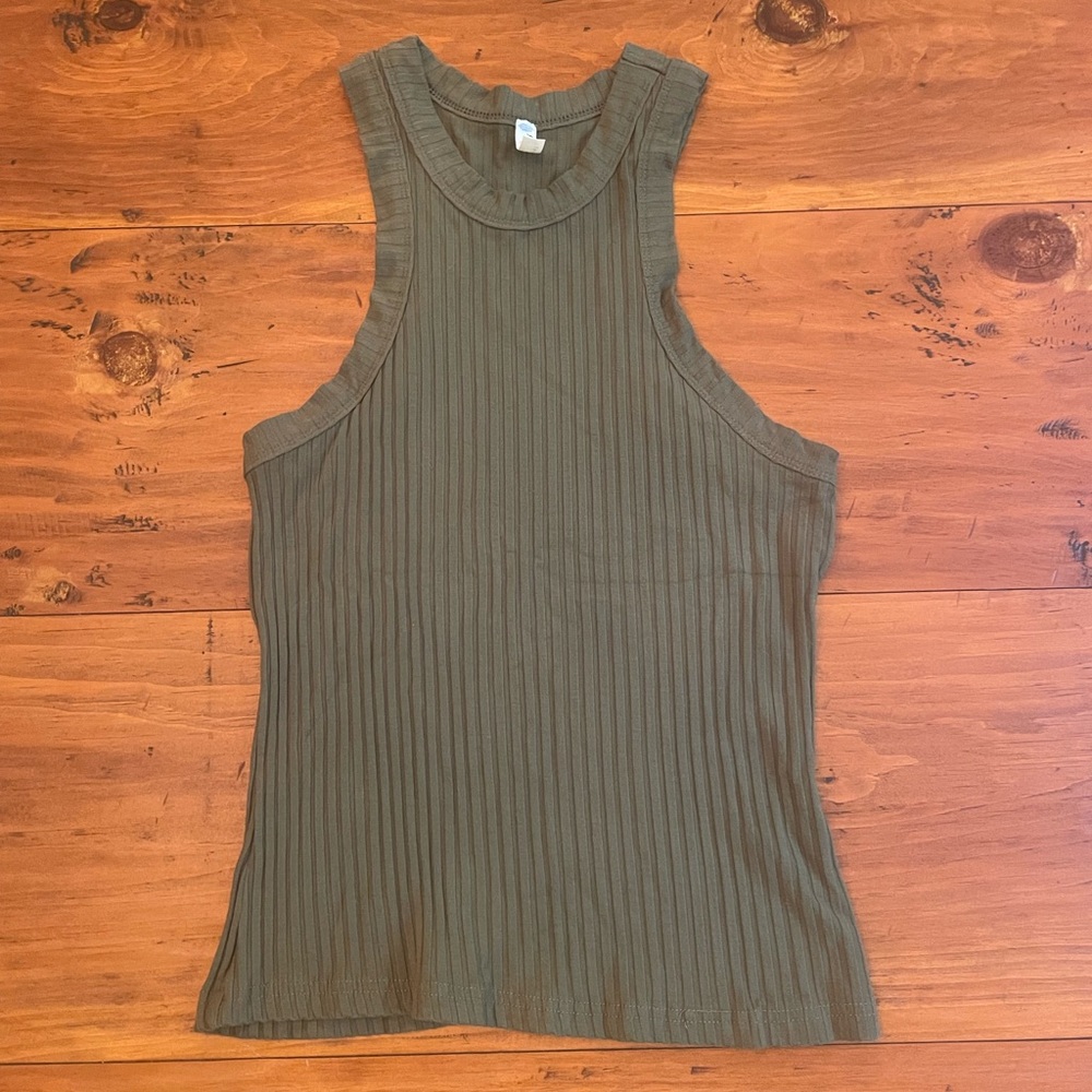 Free People Movement Ribbed Green Tank Top